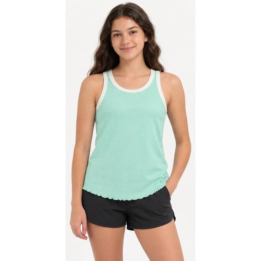 NWT DSG Girls Waterscape Blue Cotton Rib Ribbed Tank Top Youth Size XS